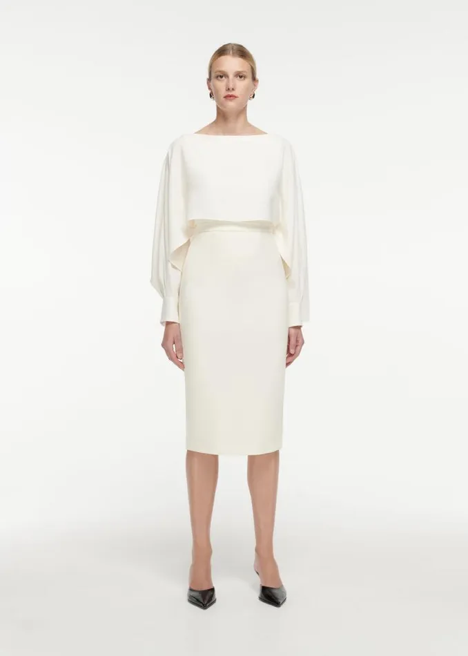 Women Tops Roland Mouret Long Sleeve Satin Crepe Top