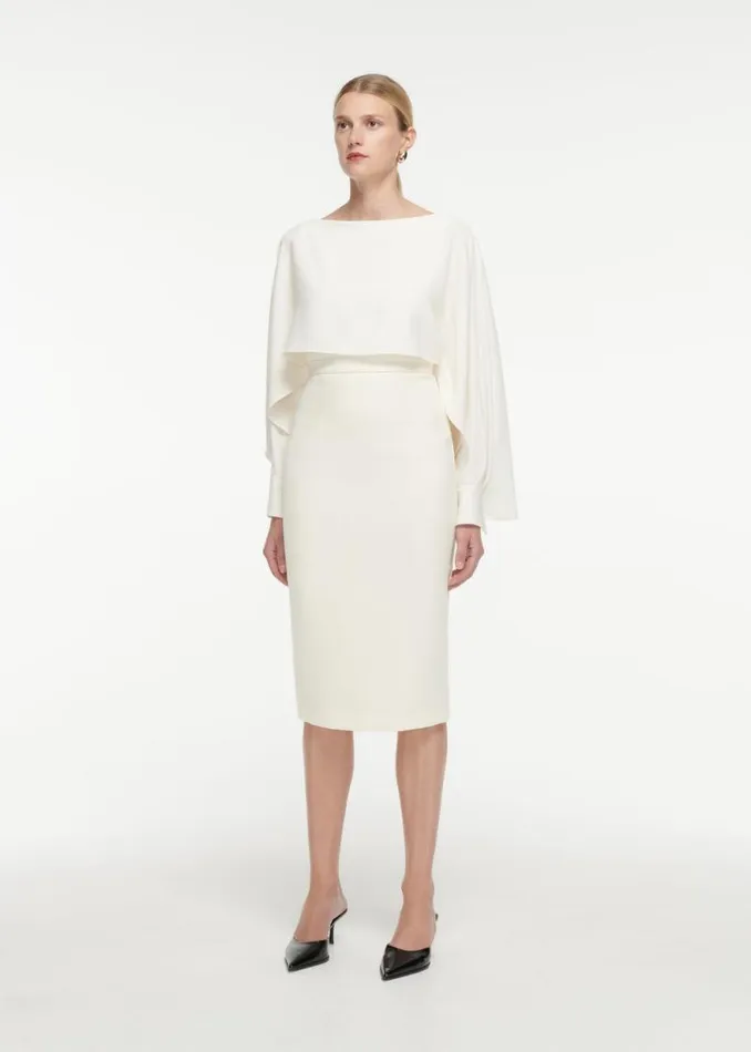Women Tops Roland Mouret Long Sleeve Satin Crepe Top