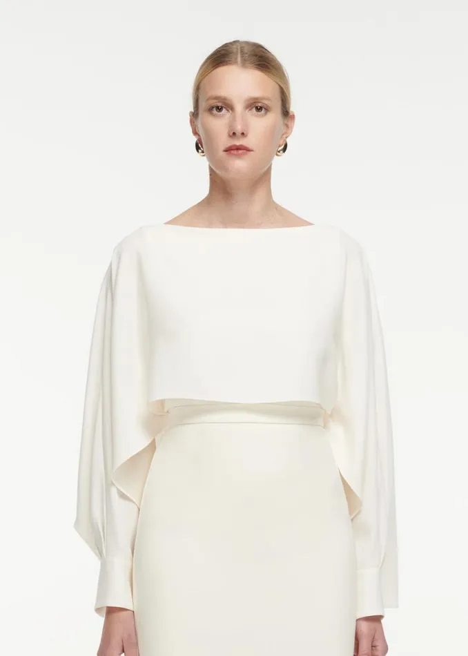 Women Tops Roland Mouret Long Sleeve Satin Crepe Top