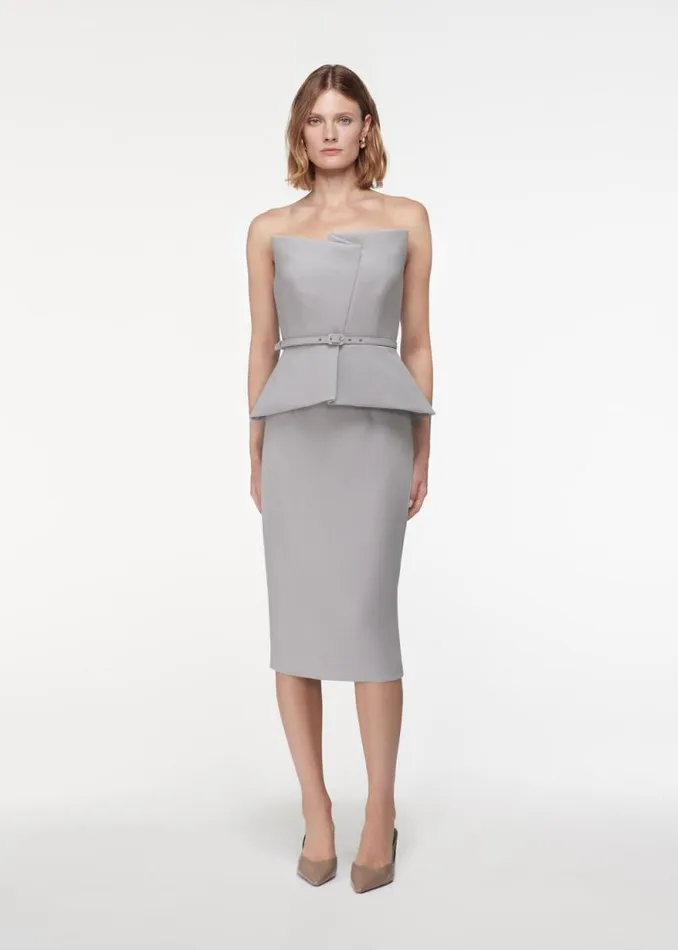Women Tops Roland Mouret Strapless Crepe Peplum Top