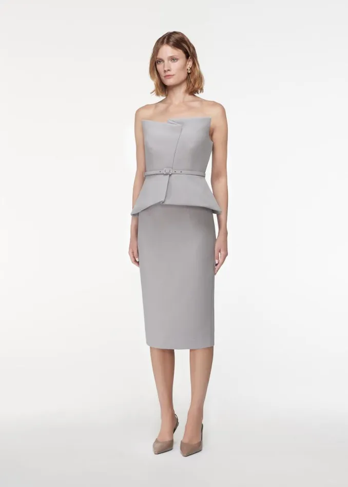 Women Tops Roland Mouret Strapless Crepe Peplum Top