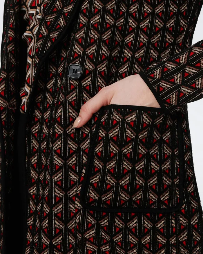 Women Trillian Knit Jacquard Jacket Tiny Stadium Geo Red DVF Jackets and Coats