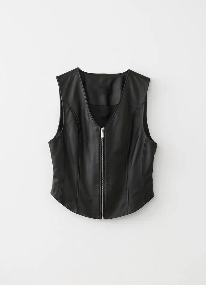 Women Vagabond Leather Garments THE VEST Black Leather