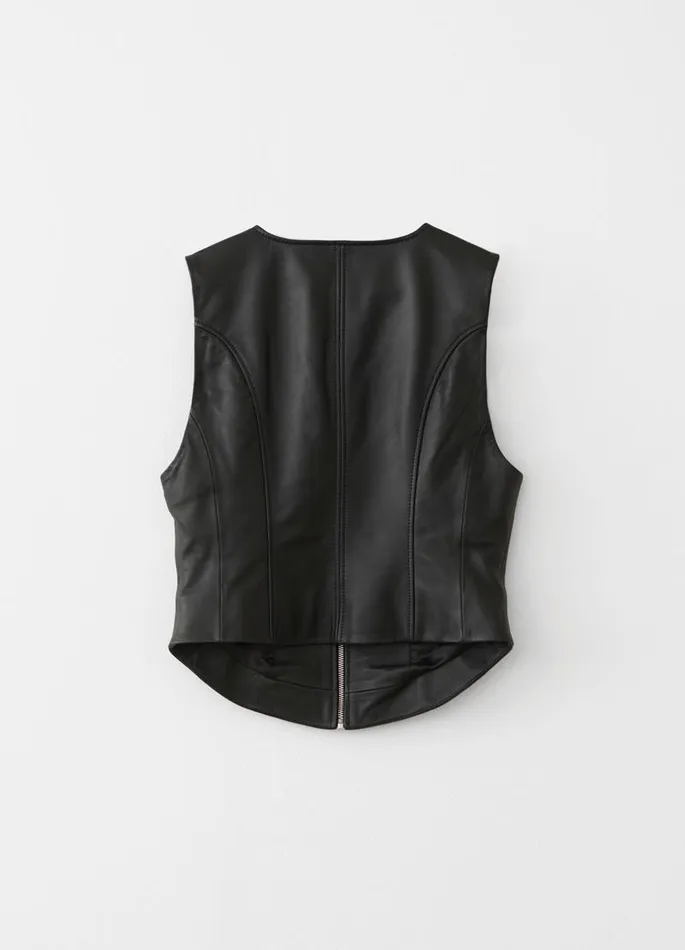 Women Vagabond Leather Garments THE VEST Black Leather