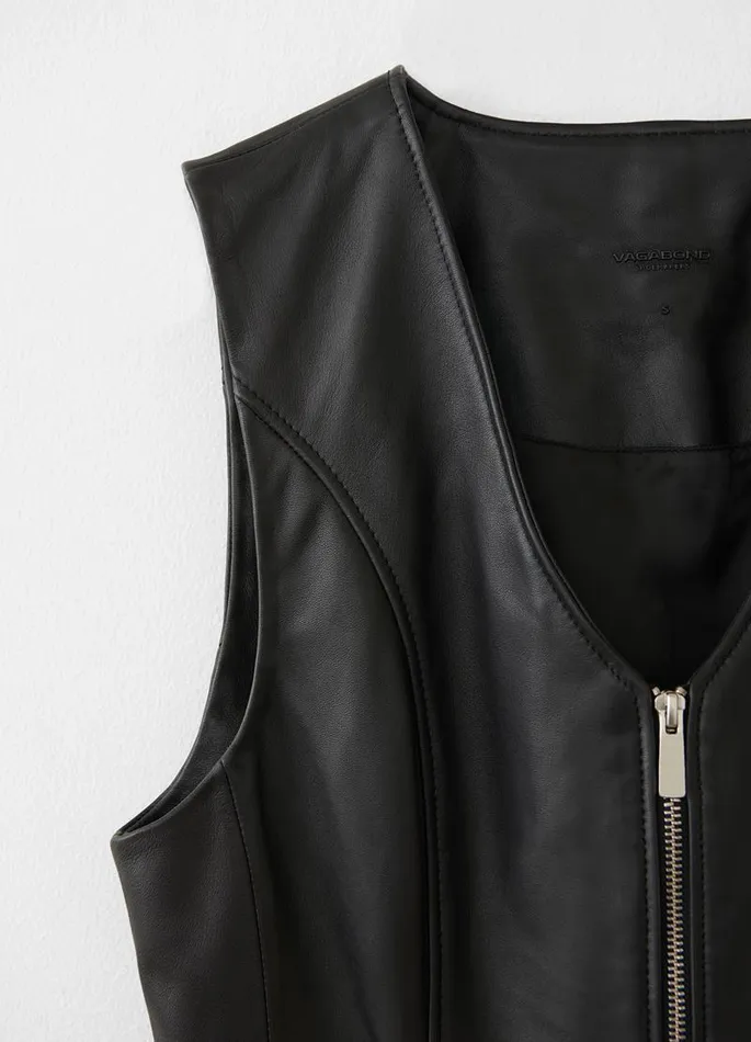 Women Vagabond Leather Garments THE VEST Black Leather