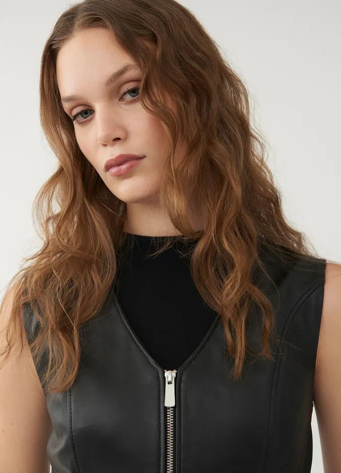 Women Vagabond Leather Garments THE VEST Black Leather