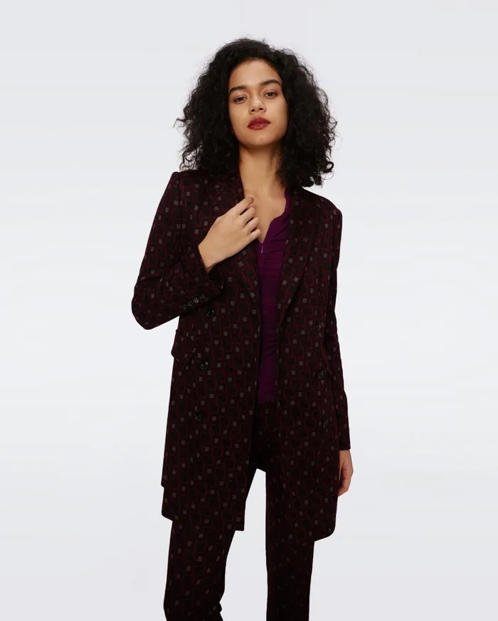 Women Virginia Jacket Tiny Vinyl Links Plum DVF Jackets and Coats