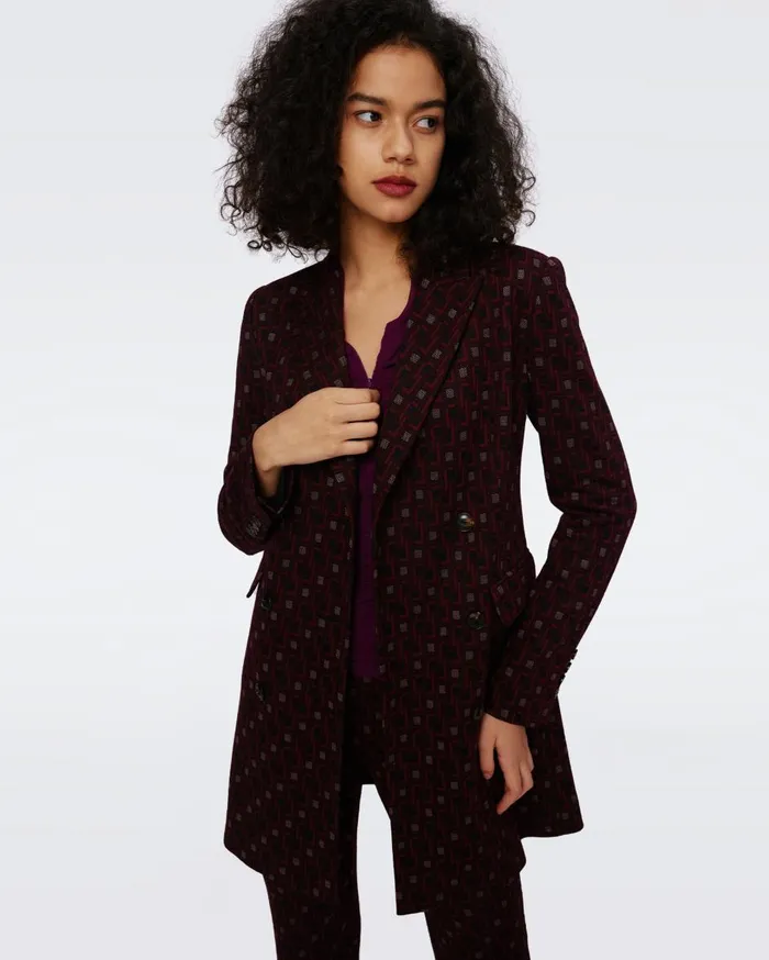 Women Virginia Jacket Tiny Vinyl Links Plum DVF Jackets and Coats