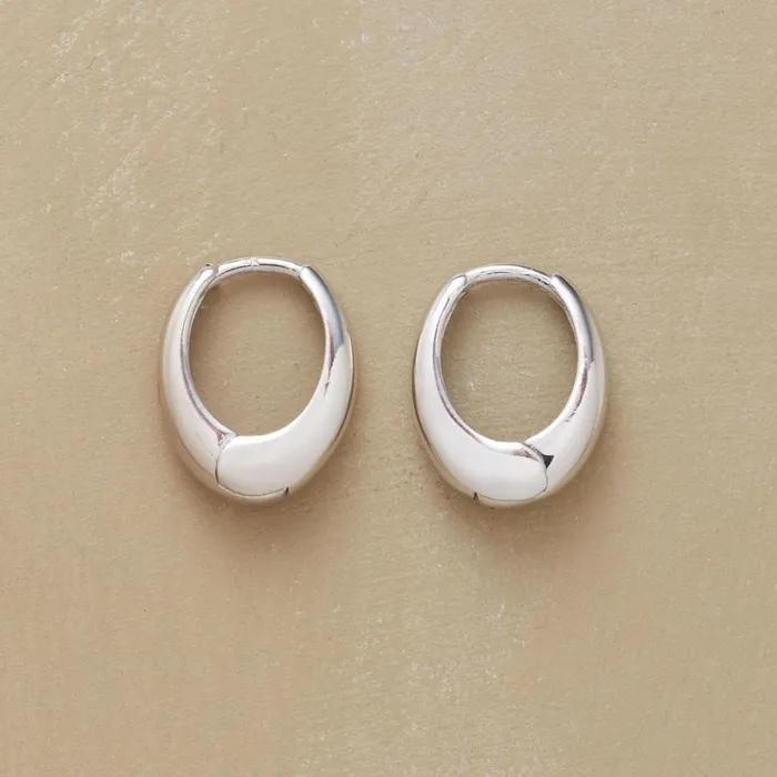 Women White Gold Oval Hoop Earrings Sundance Catalog Earrings