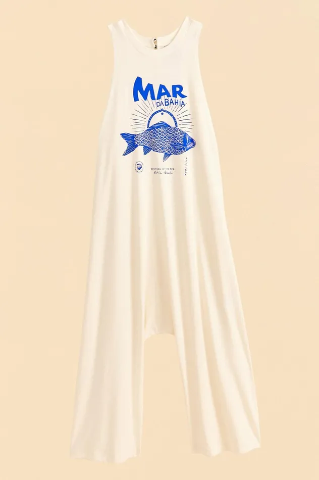 Women White Mar Da Bahia Organic Cotton Jumpsuit Offwhite FARM Rio Jumpsuits