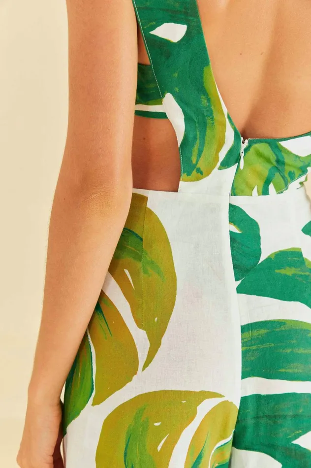 Women White Monstera One Shoulder Jumpsuit White Monstera FARM Rio Jumpsuits