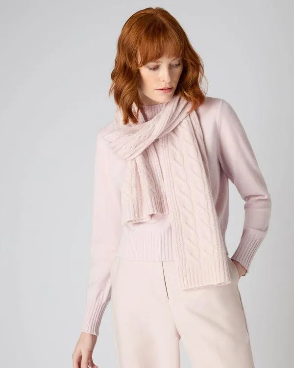 Women Women039s Cable Rib Cashmere ScarfIn Quartz Pink Quartz Pink NPeal Cashmere Scarves