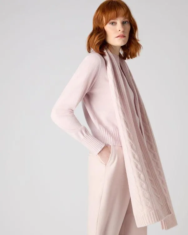 Women Women039s Cable Rib Cashmere ScarfIn Quartz Pink Quartz Pink NPeal Cashmere Scarves