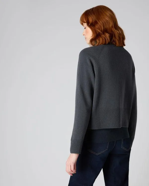 Women Women039s Crop Raglan Cashmere SweaterIn Flint Grey Flint Grey NPeal V Necks