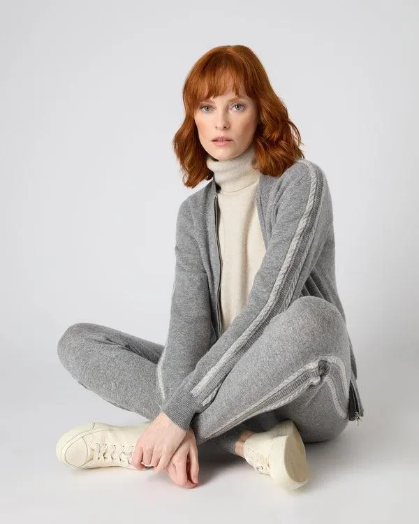 Women Women039s Lurex Detail Cashmere BomberIn Flannel Grey Flannel Grey NPeal Cardigans