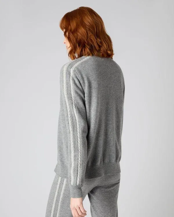 Women Women039s Lurex Detail Cashmere BomberIn Flannel Grey Flannel Grey NPeal Cardigans