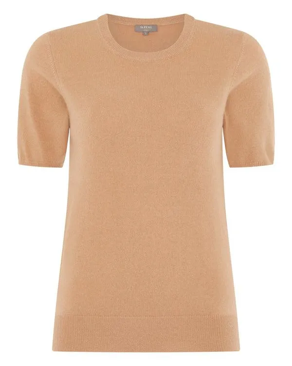 Women Women039s Round Neck Cashmere T ShirtIn Sahara Brown Sahara Brown NPeal Tops and Tshirts
