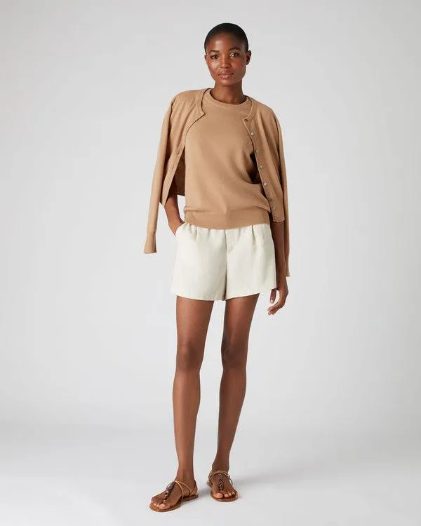Women Women039s Round Neck Cashmere T ShirtIn Sahara Brown Sahara Brown NPeal Tops and Tshirts