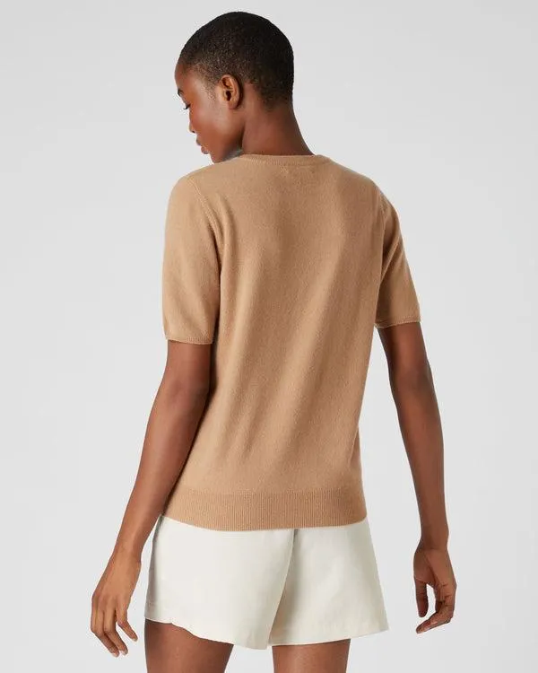 Women Women039s Round Neck Cashmere T ShirtIn Sahara Brown Sahara Brown NPeal Tops and Tshirts