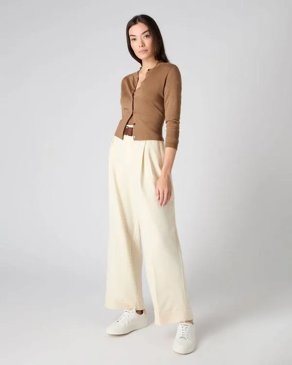 Women Women039s Superfine Cropped Cashmere CardiganIn Dark Camel Brown Dark Camel Brown NPeal Cardigans