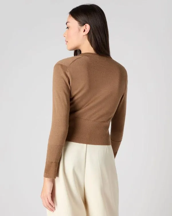 Women Women039s Superfine Cropped Cashmere CardiganIn Dark Camel Brown Dark Camel Brown NPeal Cardigans