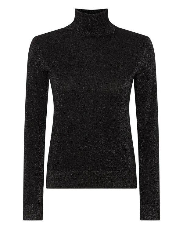 Women Women039s Superfine Turtle Neck Cashmere Sweater With LurexIn Black Sparkle Black Sparkle NPeal Turtle Necks