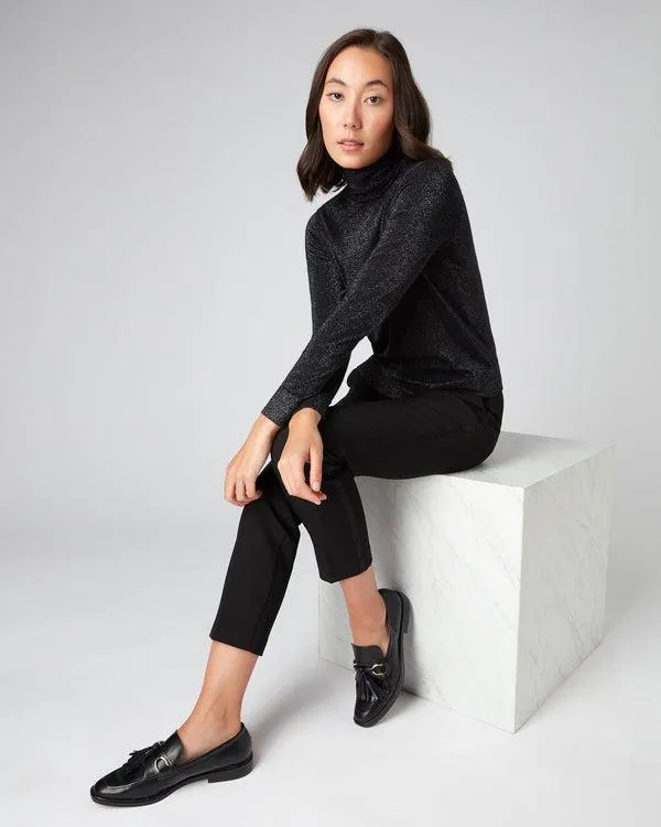 Women Women039s Superfine Turtle Neck Cashmere Sweater With LurexIn Black Sparkle Black Sparkle NPeal Turtle Necks