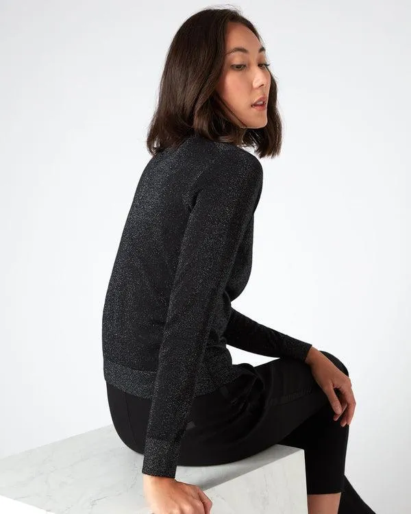 Women Women039s Superfine Turtle Neck Cashmere Sweater With LurexIn Black Sparkle Black Sparkle NPeal Turtle Necks