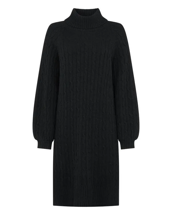 Women Women039s Turtle Neck Cable Cashmere DressIn Black Black NPeal Dresses and Skirts