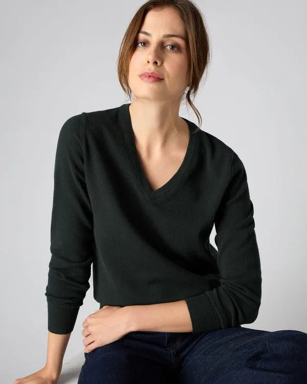 Women Women039s V Neck Cashmere SweaterIn Dark Green Dark Green NPeal V Necks