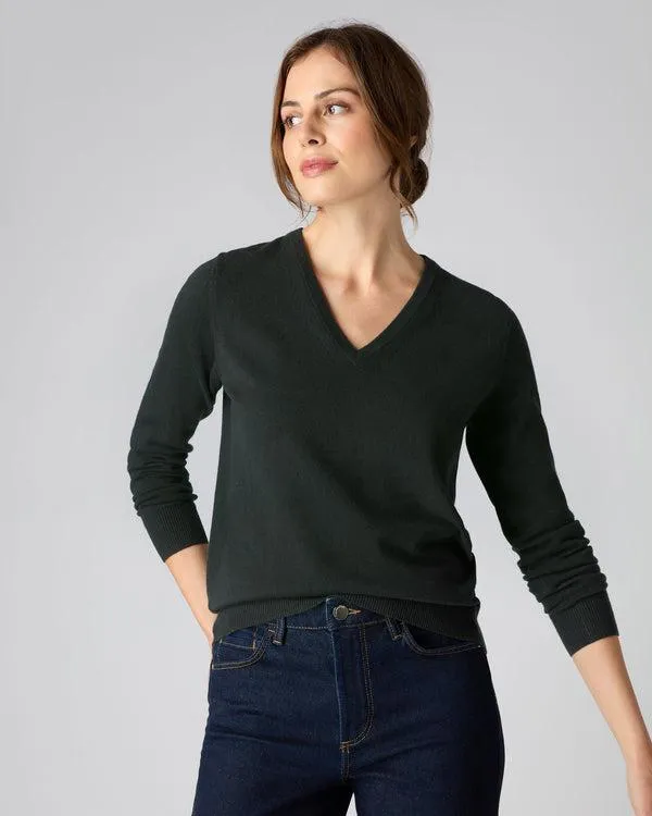 Women Women039s V Neck Cashmere SweaterIn Dark Green Dark Green NPeal V Necks