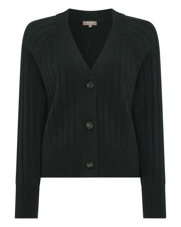 Women Women039s Wide Rib Cashmere CardiganIn Dark Green Dark Green NPeal Cardigans