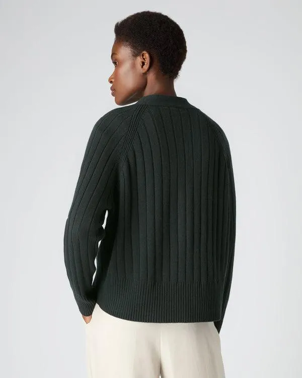 Women Women039s Wide Rib Cashmere CardiganIn Dark Green Dark Green NPeal Cardigans