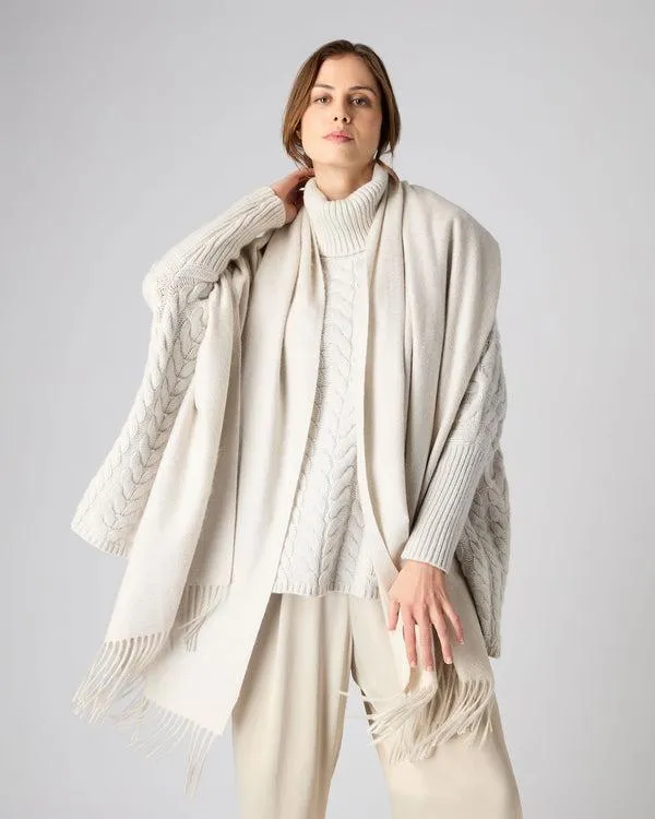 Women Women039s Woven Cashmere ShawlIn Ecru White Ecru White NPeal Pashminas Wraps and Shawls