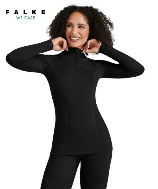 Women Women Long Sleeve Shirt WoolTech Black FALKE Long Sleeve Shirts