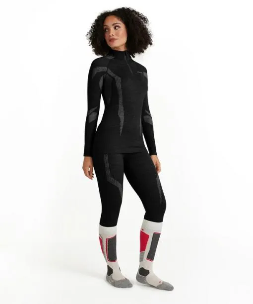 Women Women Long Sleeve Shirt WoolTech Black FALKE Long Sleeve Shirts