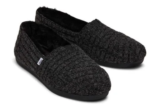 Women WomenAlpargata Black Rib Knit With Faux Fur Rib Knit Black TOMS Alpargatas