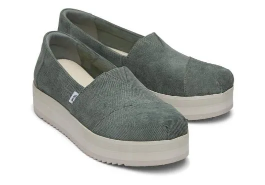Women WomenAlpargata Green Corduroy Midform Espadrille Corduroy Bonsai Green TOMS Alpargatas