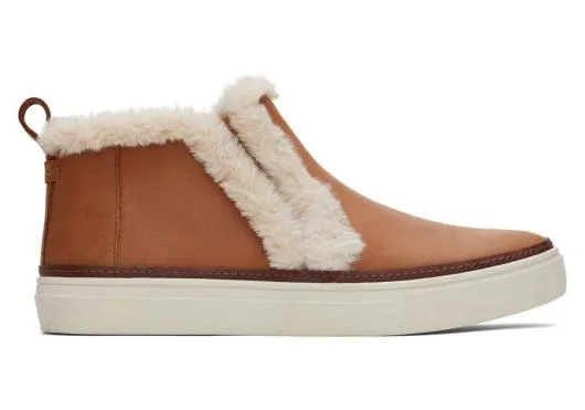 Women WomenBryce Brown Leather Faux Fur Slip On Sneaker Brown TOMS Slip Ons