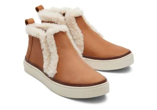Women WomenBryce Brown Leather Faux Fur Slip On Sneaker Brown TOMS Slip Ons