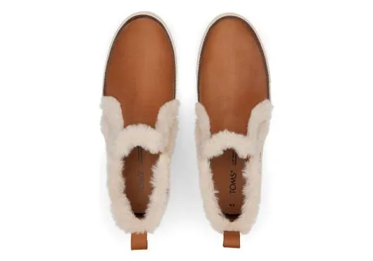 Women WomenBryce Brown Leather Faux Fur Slip On Sneaker Brown TOMS Slip Ons