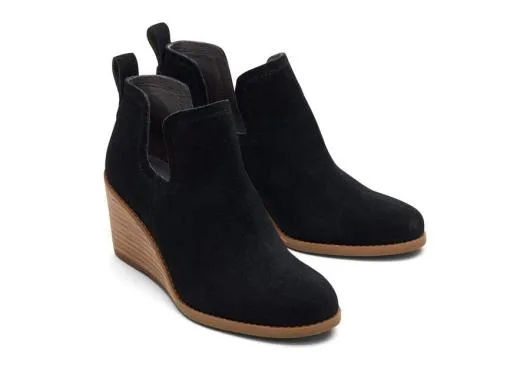 Women WomenKallie Black Suede Wedge Boot Wide Width Black Wide TOMS Boots and Booties