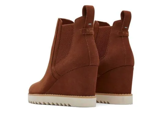 Women WomenMaddie Brown Nubuck Wedge Boot Dark Brown TOMS Boots and Booties