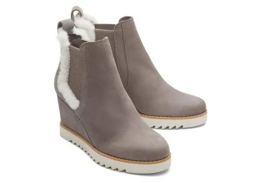 Women WomenMaddie Grey Nubuck Wedge Boot Cement Grey TOMS Boots and Booties