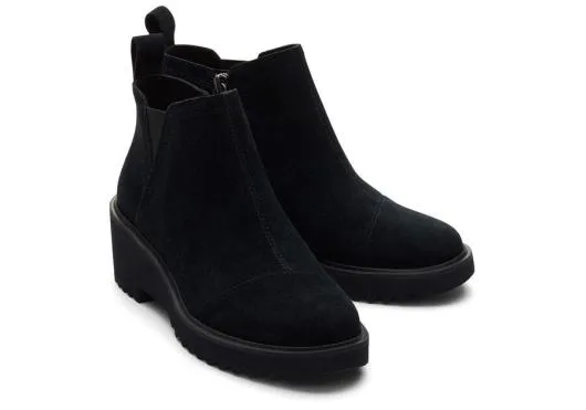 Women WomenMaude Black Suede Wedge Boot Black Suede TOMS Boots and Booties