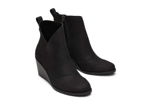 Women WomenSutton Black Leather Wedge Boot Black Leather TOMS Exclusives