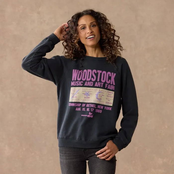 Women Woodstock Sweatshirt Vintage Black Sundance Catalog Tops