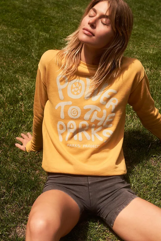 Women Workout Tops Free People Power To The Parks Pullover Dark Yellow