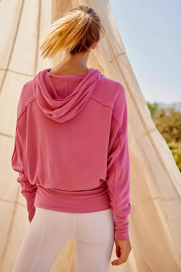 Women Workout Tops Free People Ready Go Hoodie Vivacious Violet