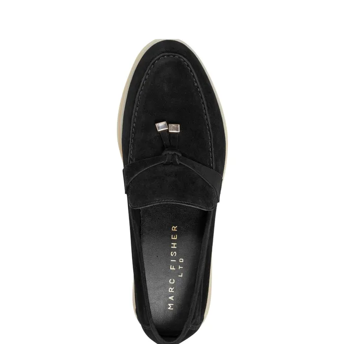 Women Yanelli Casual Loafer Black Suede Marc Fisher Loafers and Flats